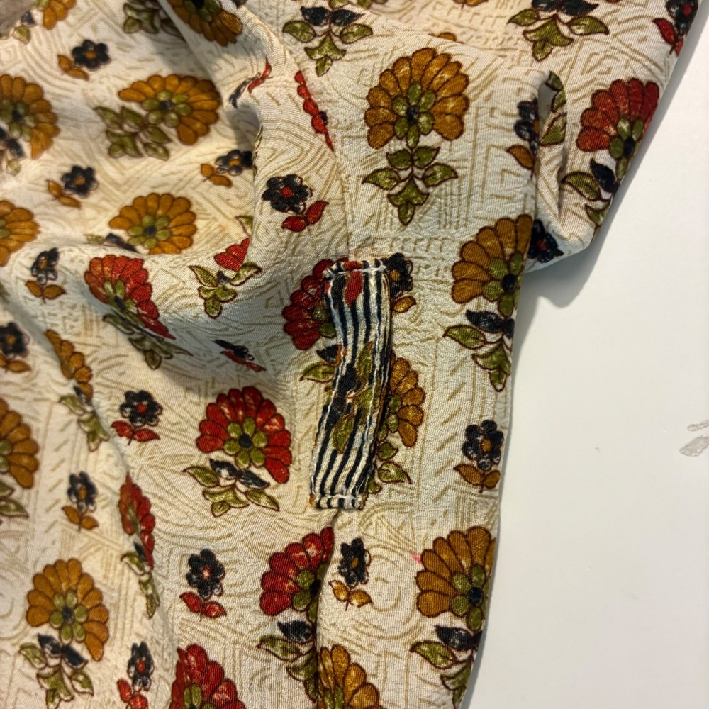 Indie Ella Silk Blend Kimono Cardigan Floral Block Print One Size Cream Red Boho - Picture 12 of 13
